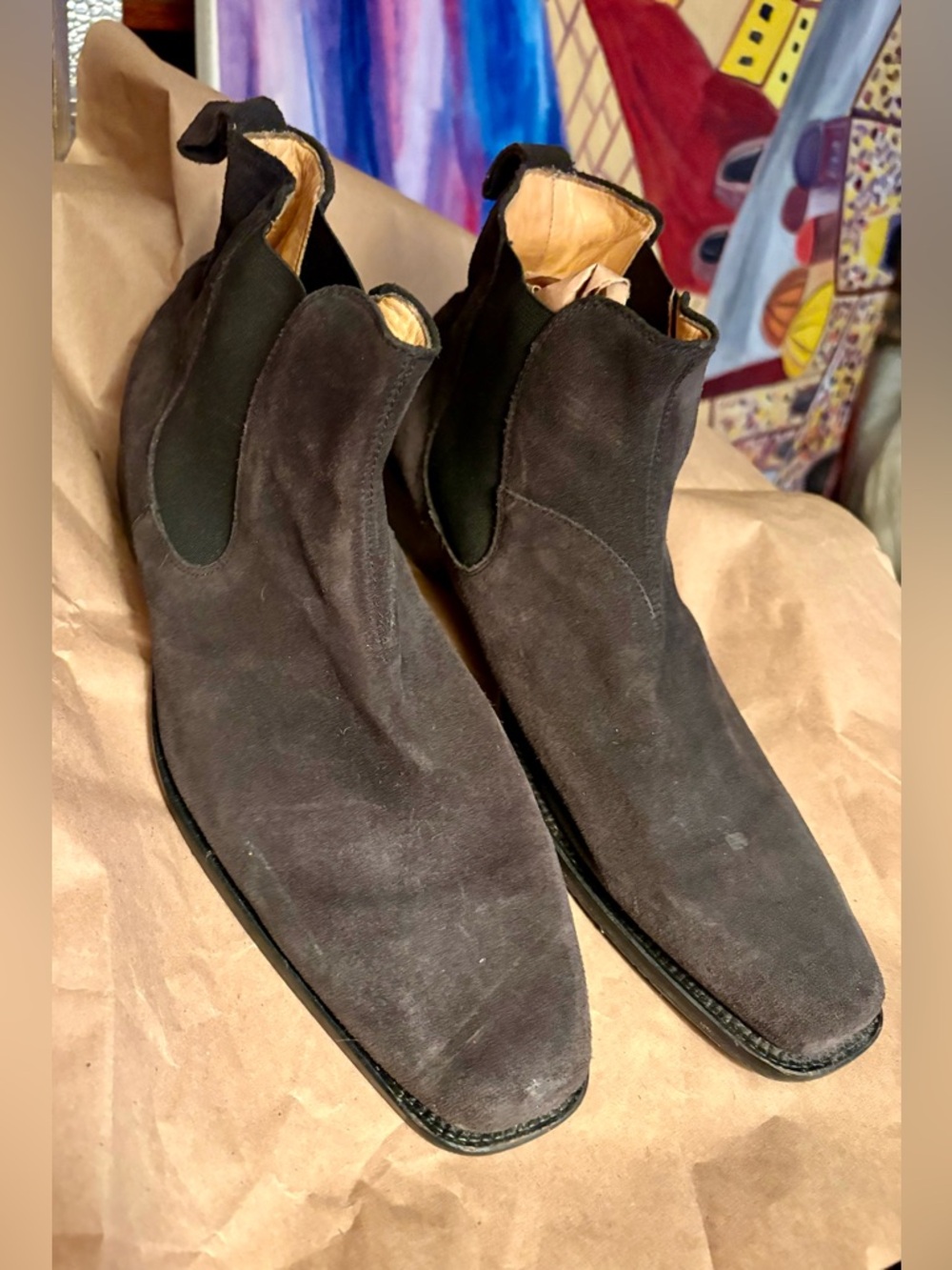 Men's ron white Suede Chelsea Boots - Classic Slip-On Style